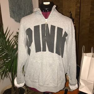 Sz L grey PINK quarter zip